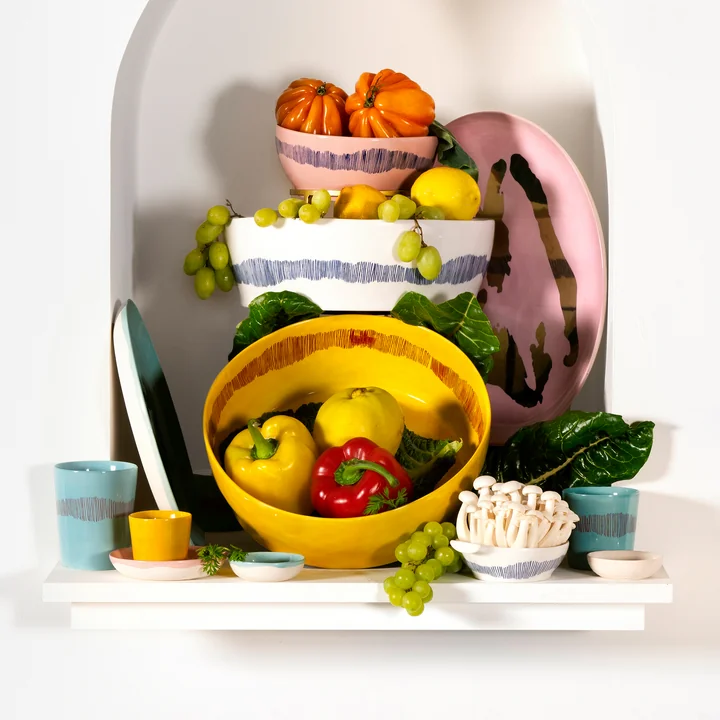 Serax - Feast salad bowl, yellow / red stripes
