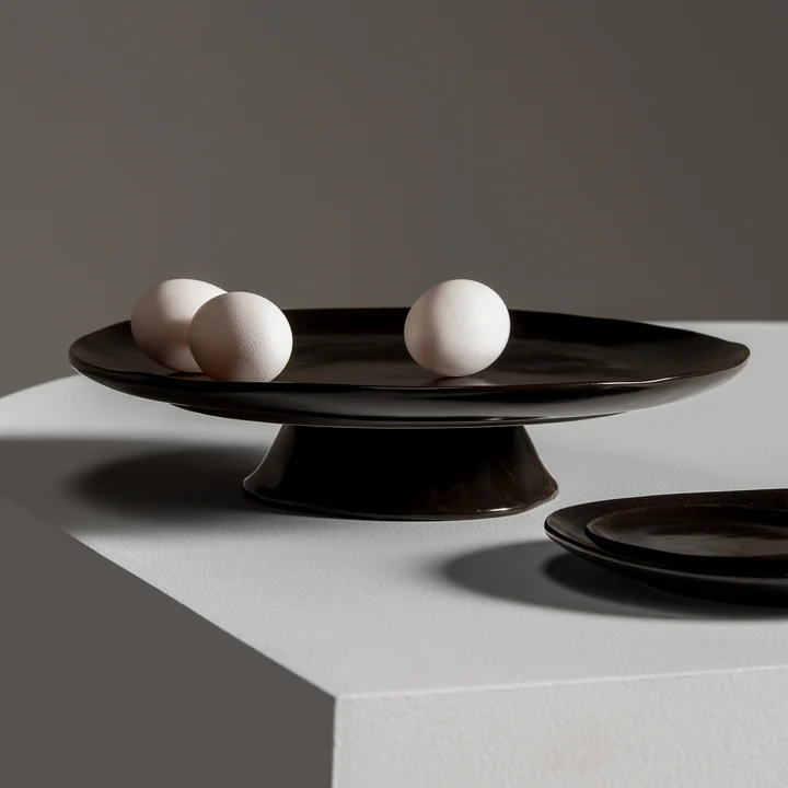 Serax - La Mère large plate with foot, ebony