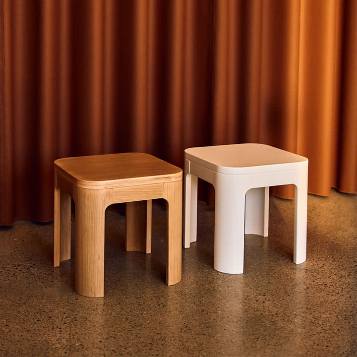 Flexa - Nova stool, 30 x 30 cm, cream and oak