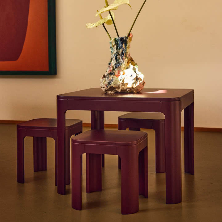 Flexa - Nova children's table and stool, pomegranate