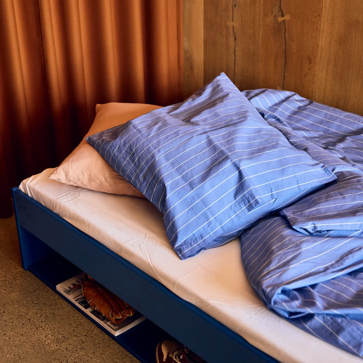 Flexa - Grow double bed with shelf, 120 x 200 cm, sapphire blue
