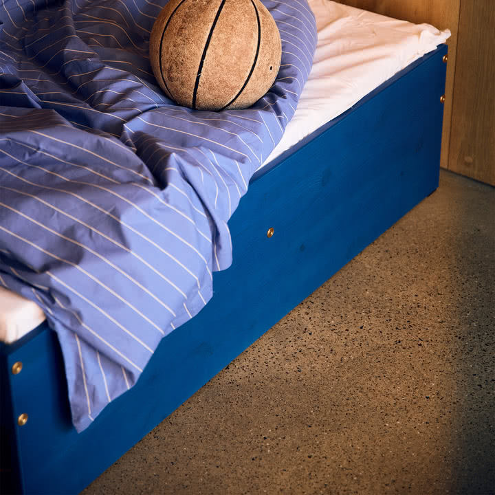 Flexa - Grow double bed with shelf, 120 x 200 cm, sapphire blue