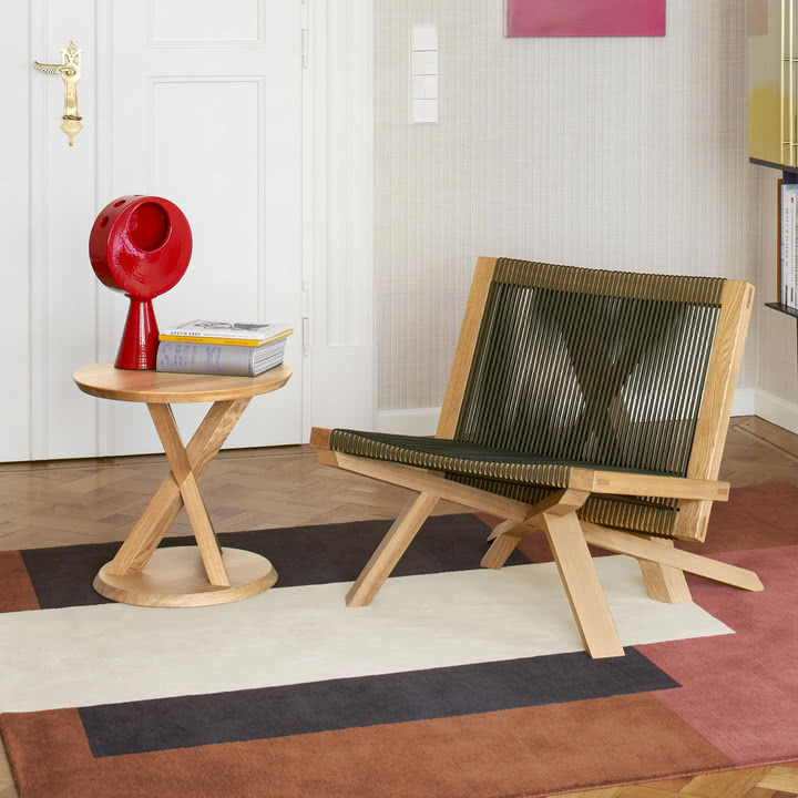 ClassiCon - Volkshaus lounge chair and stool, natural oak / forest green