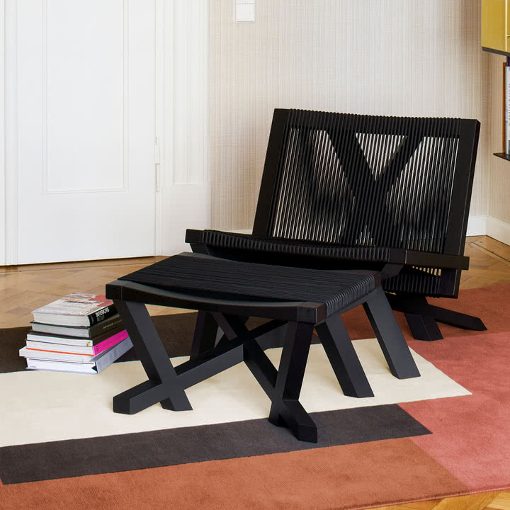 ClassiCon - Volkshaus lounge chair and stool, black stained oak / black