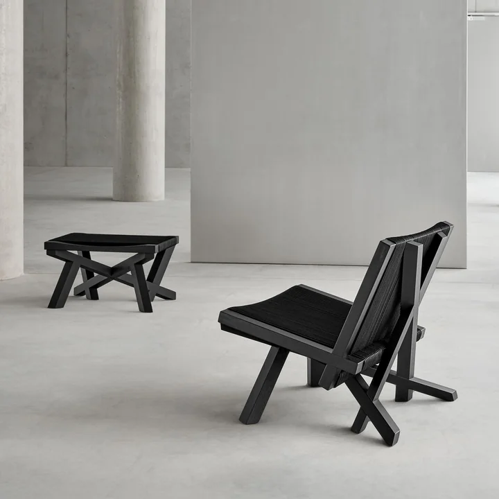 ClassiCon - Volkshaus lounge chair and stool, black stained oak / black