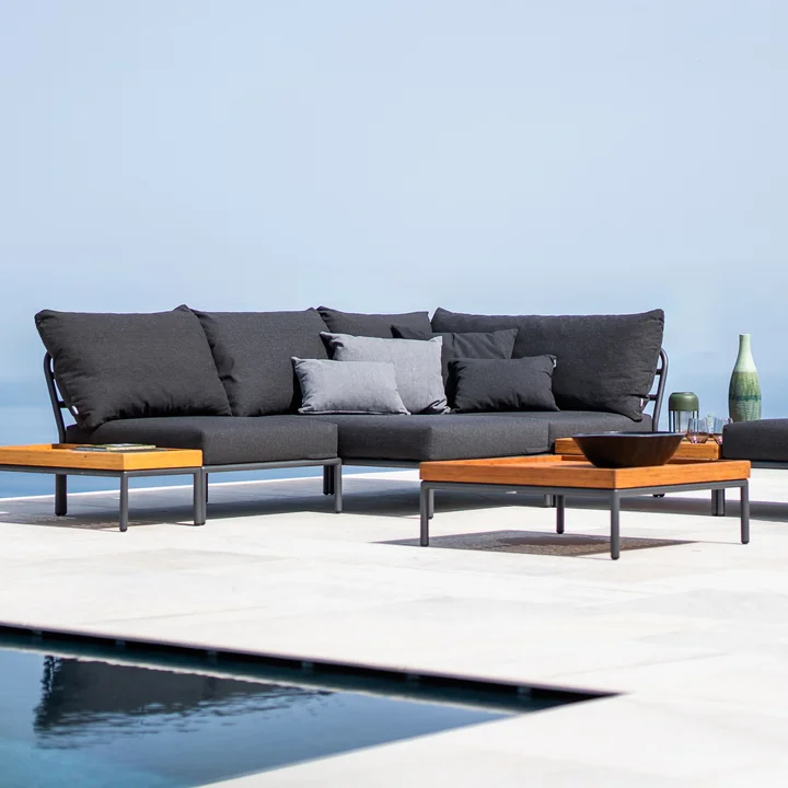 HOUE - Level 2, dark gray, charcoal, coffee table 81 x 81 cm, bamboo / dark gray - Group
