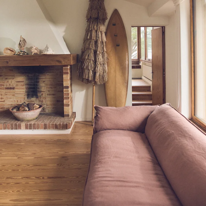 HKliving - Nomad sofa, linen / dusty rose