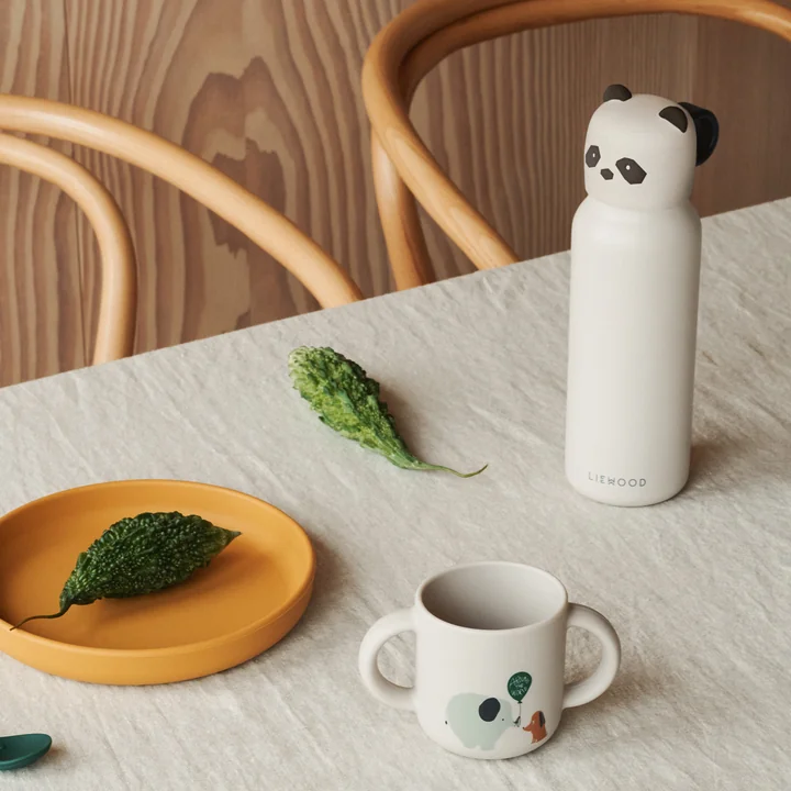 LIEWOOD - Falk water bottle with panda lid, 350 ml, sandy