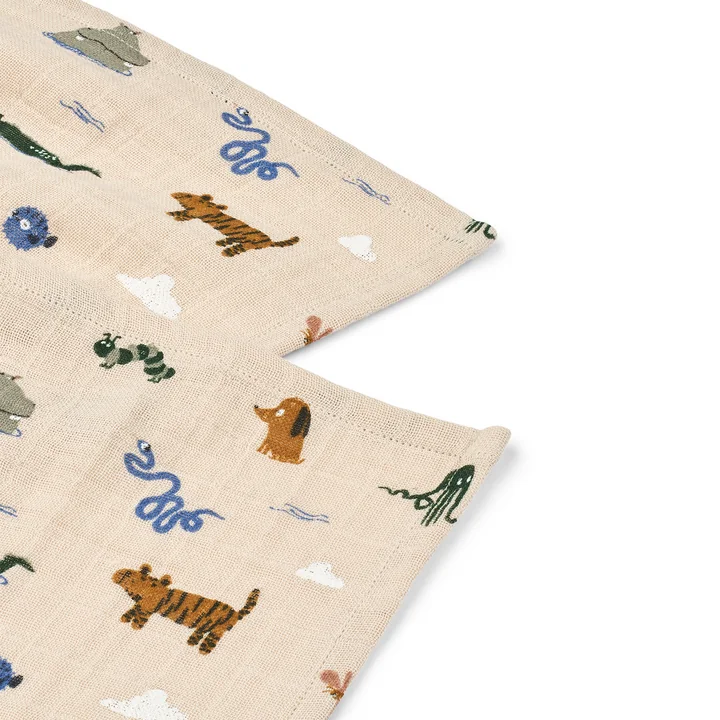 LIEWOOD - Lewis muslin cloths made from organic cotton, Around the world, sandy