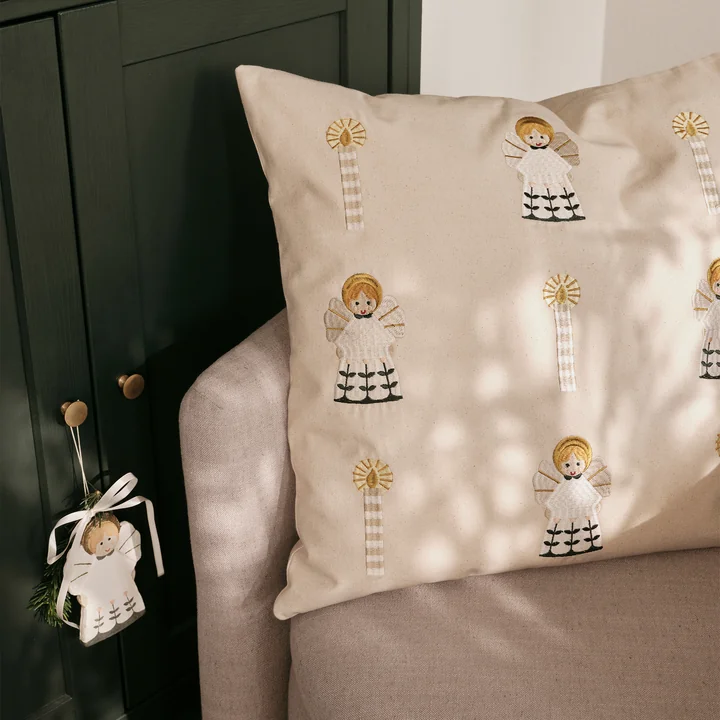 Broste Copenhagen - Fairy Tale cushion cover, 50 x 50 cm, gold / off-white