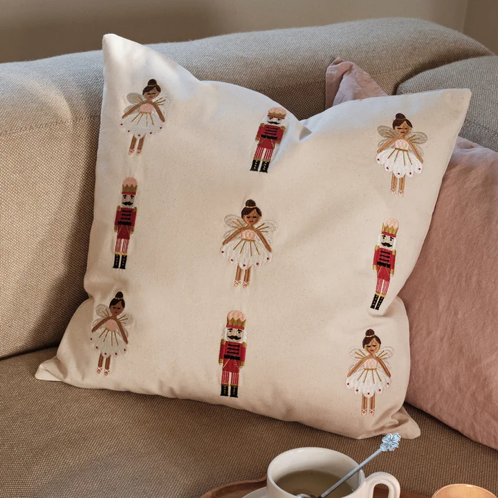 Broste Copenhagen - Fairy Tale cushion cover, 50 x 50 cm, red / off-white