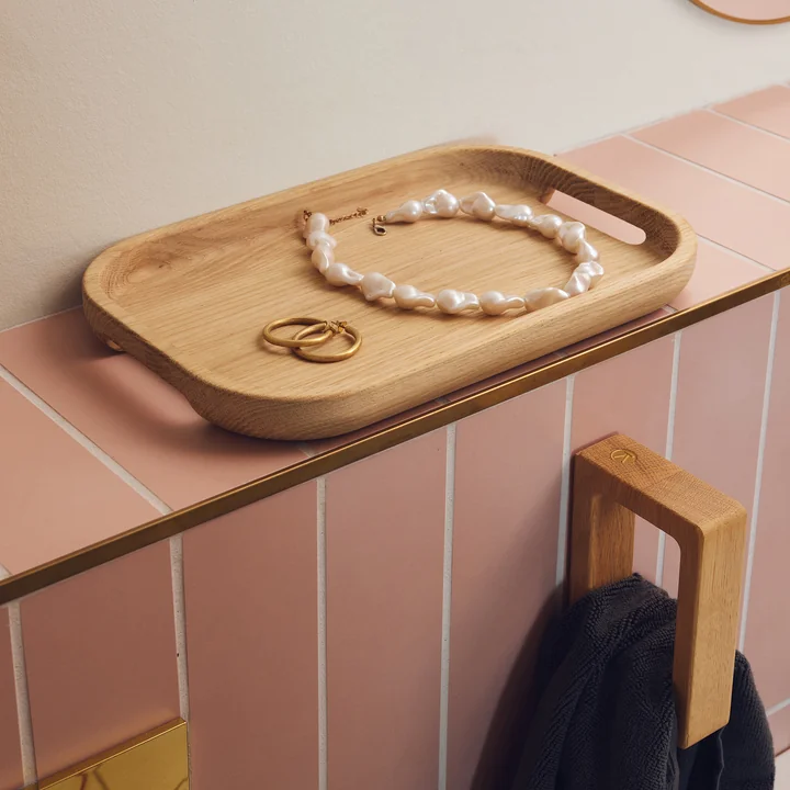 Andersen Furniture - Flection tray, medium, 30 x 20 cm, oak with Grip towel rail
