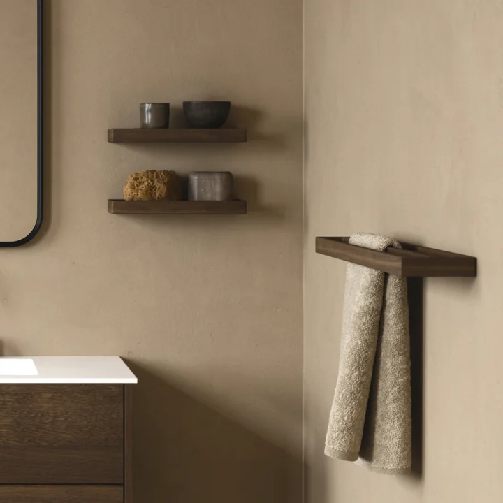 Andersen Furniture - Double towel rail and wall shelf 10, dark stained ash