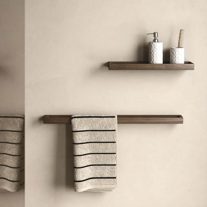 Andersen Furniture - Single towel rail and wall shelf, dark stained ash