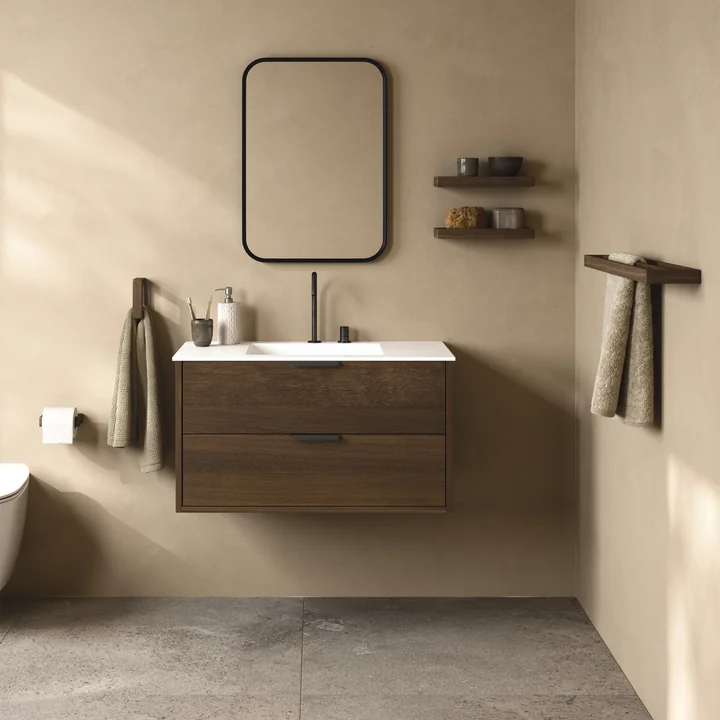 Andersen Furniture - Towel rail and wall shelf 10, dark stained ash