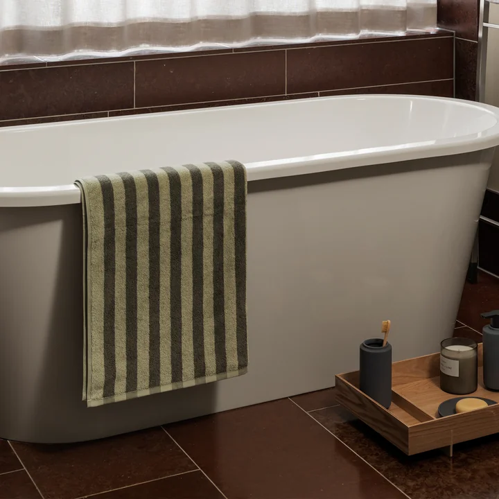 Blomus - Arto Bath towel, 140 x 70 cm, thick stripes, desert sage / agave green
