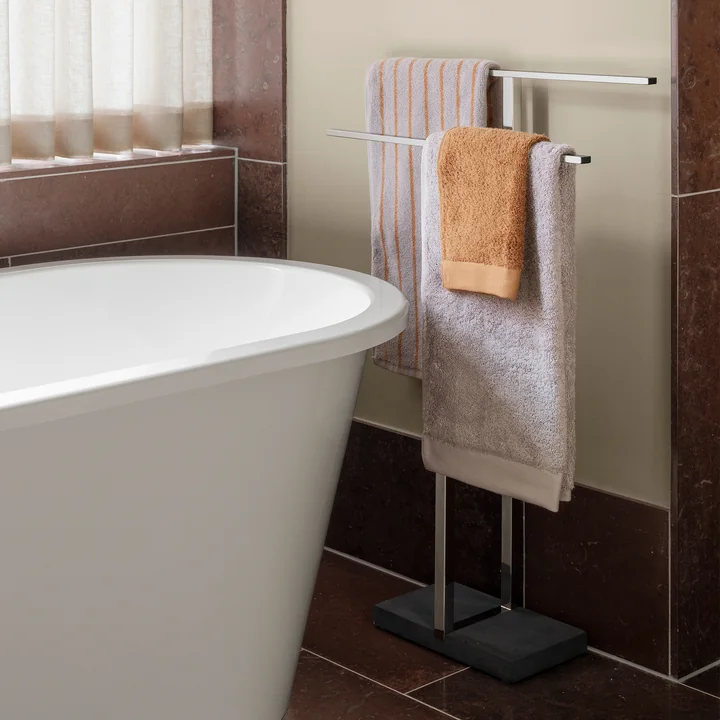 Blomus - Arto Bath towel, 140 x 70 cm, thin stripes, micro chip / tan