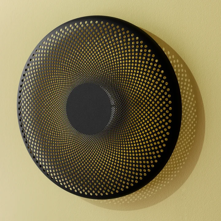 Northern - Glint LED wall light, small, opal white / brass, Ø 25 cm