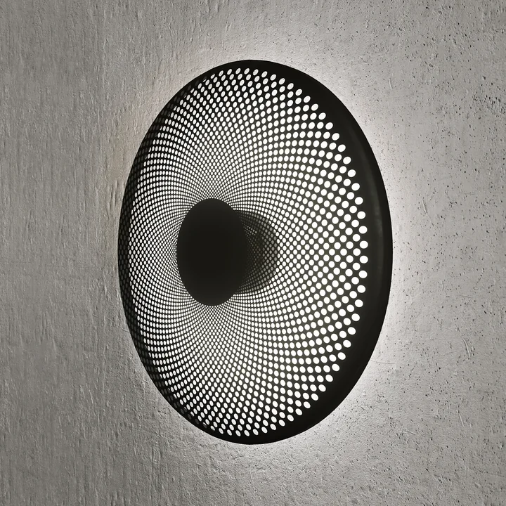 Northern - Glint LED wall light, small, opal white / brass, Ø 25 cm