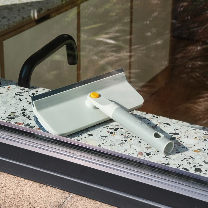 Joseph Joseph - CleanTech 2-in-1 microfiber window wiper and squeegee, stone