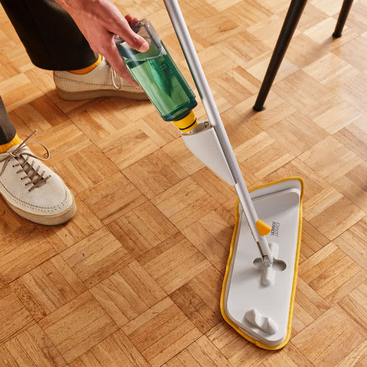Joseph Joseph - CleanTech Spray mop with scouring pad, light stone
