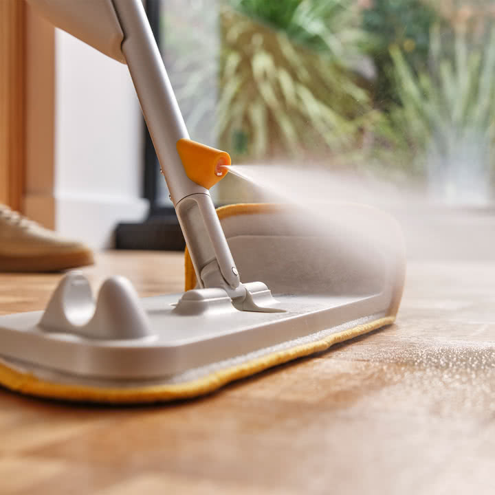 Joseph Joseph - CleanTech Spray mop with scouring pad, light stone