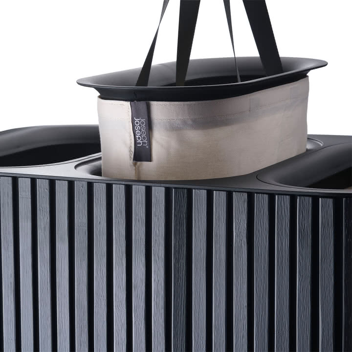 Joseph Joseph - Tota Trio Luxe laundry basket with three compartments 90 l, bamboo black
