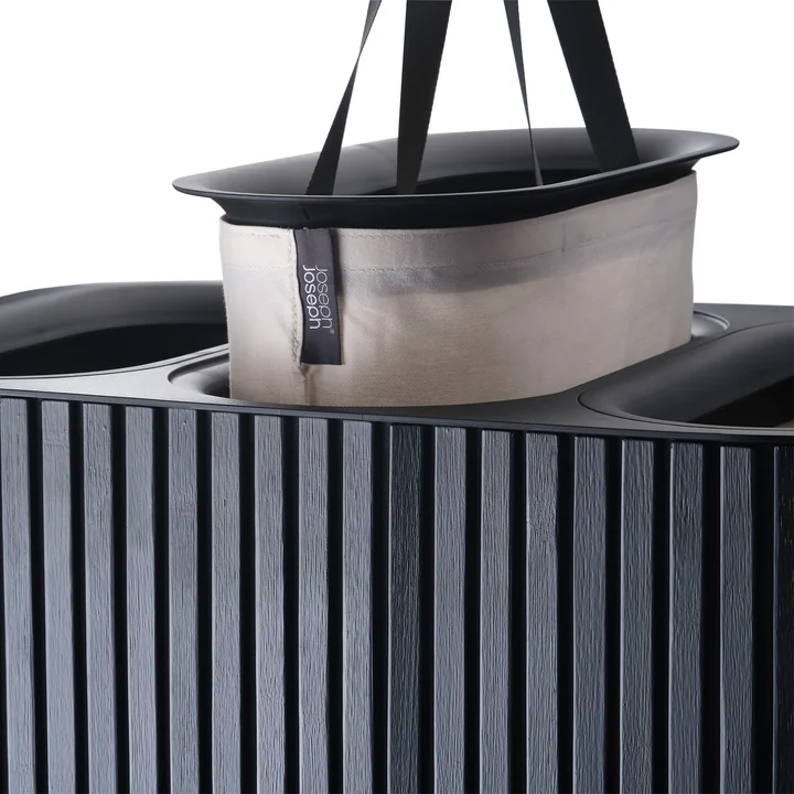 Joseph Joseph - Tota Trio Luxe laundry basket with three compartments 90 l, bamboo black