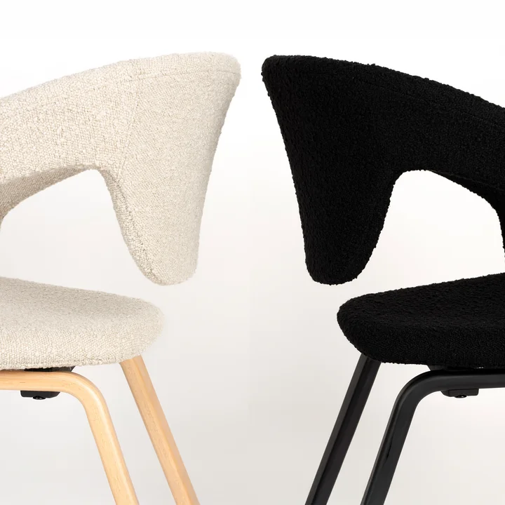 Zuiver - Flexback Chair, Boucle beige and black