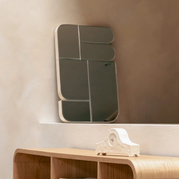 Zuiver - Glamor mirror, beige and Grandma Table clock, white