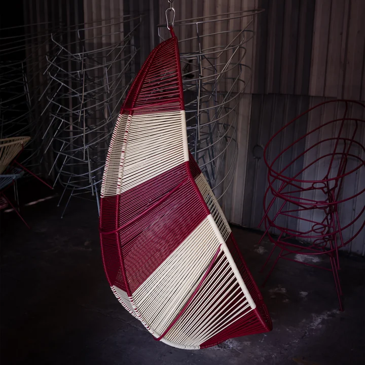 Acapulco Design - Acapulco hanging chair, CDMX_2, white / burgundy red