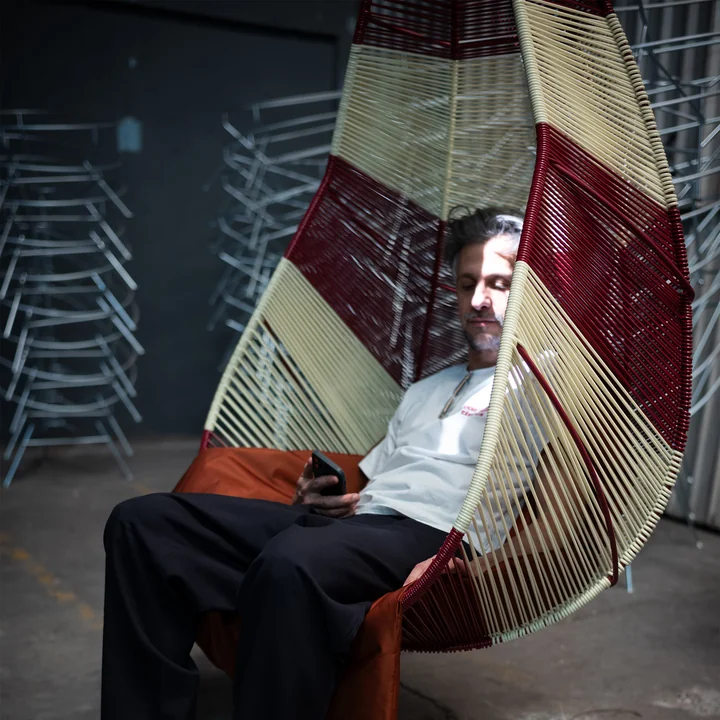 Acapulco Design - Acapulco hanging chair, CDMX_2, white / burgundy red