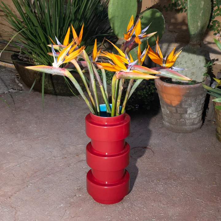Acapulco Design - Los Floreros Vase, Ø 19 cm, burgundy red / light blue