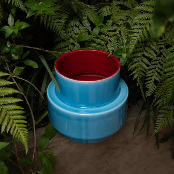 Acapulco Design - Los Floreros Vase, Ø 19 cm, light blue / burgundy red