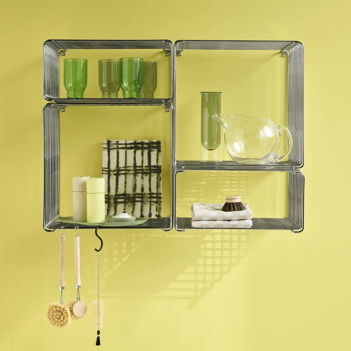 Montana - Panton Wire Half Height shelf and shelf side table, chrome