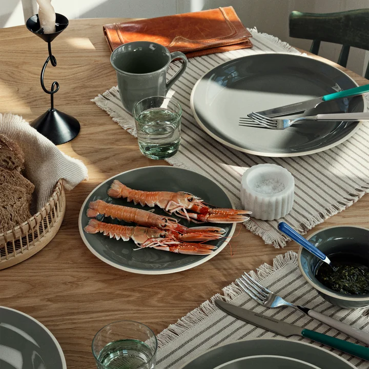 Broste Copenhagen - Elouise Table runner, 41.5 x 32 cm, off-white / fungi gray