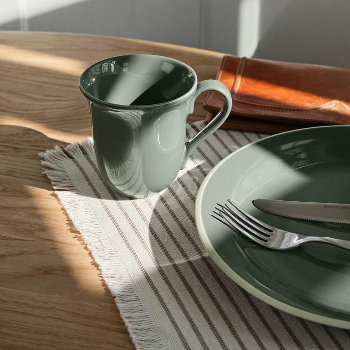 Broste Copenhagen - Elouise Table runner, 41.5 x 32 cm, off-white / fungi gray