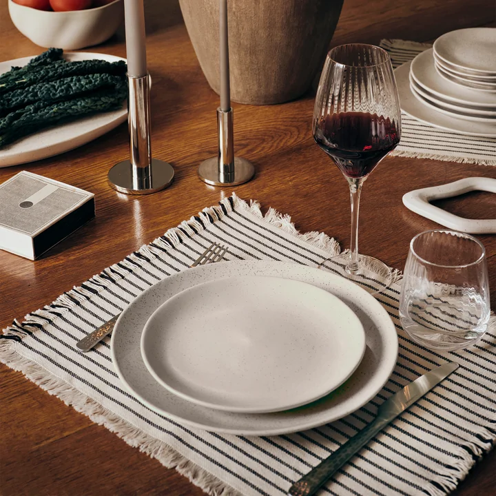 Broste Copenhagen - Elouise Table runner, 41.5 x 32 cm, off-white / black