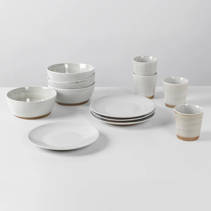 Broste Copenhagen - Grød Tableware breakfast set, sand (12 pcs.)
