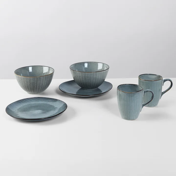 Broste Copenhagen - Nordic Sea Tableware breakfast set, soft blue (6 pcs.)
