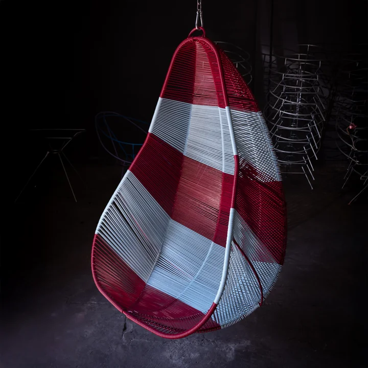 Acapulco Design - Acapulco hanging chair, CDMX_1, light blue / burgundy red