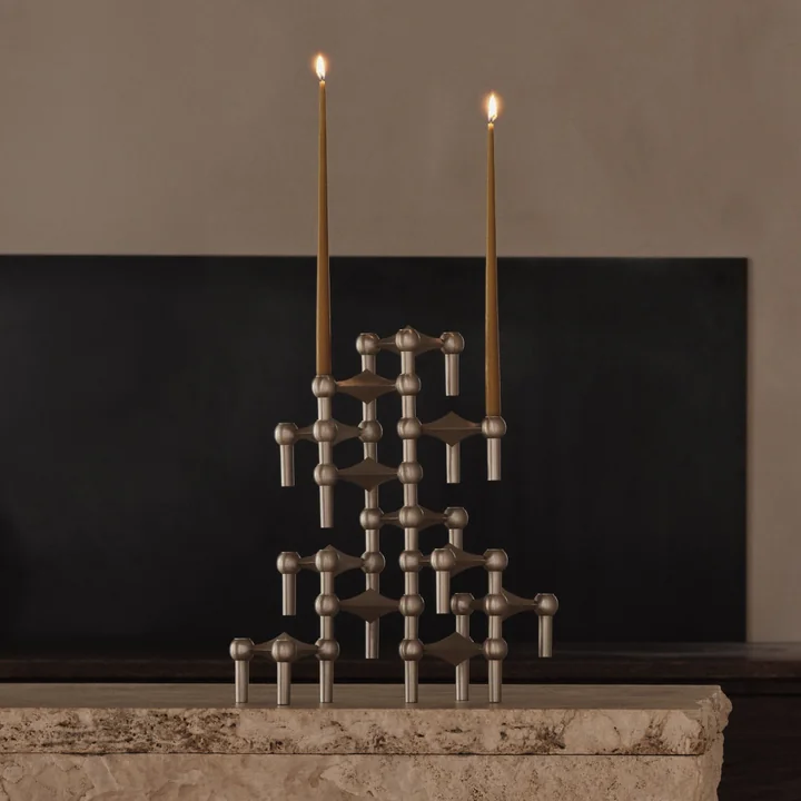 Stoff Nagel - Candle holder, brushed chrome