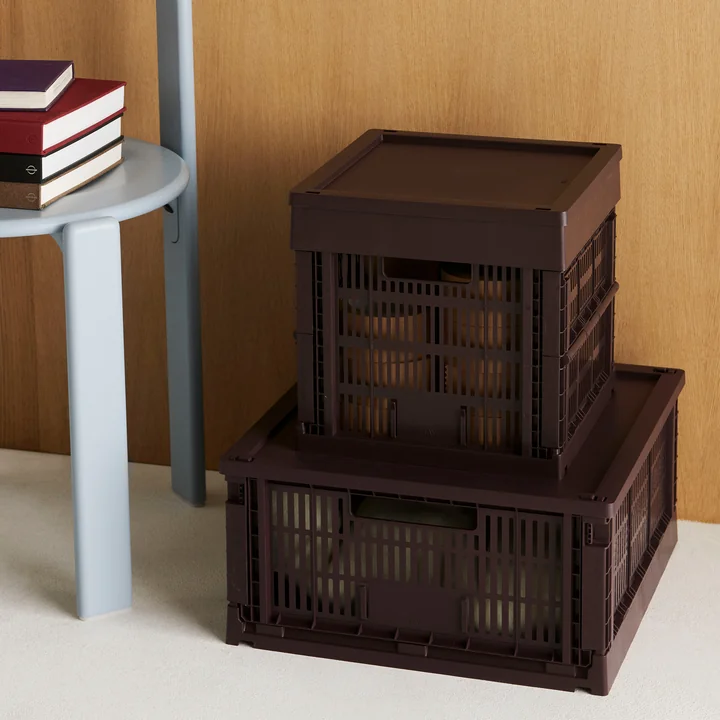 HAY - Colour Crate Cube baskets, bordeaux, recycled