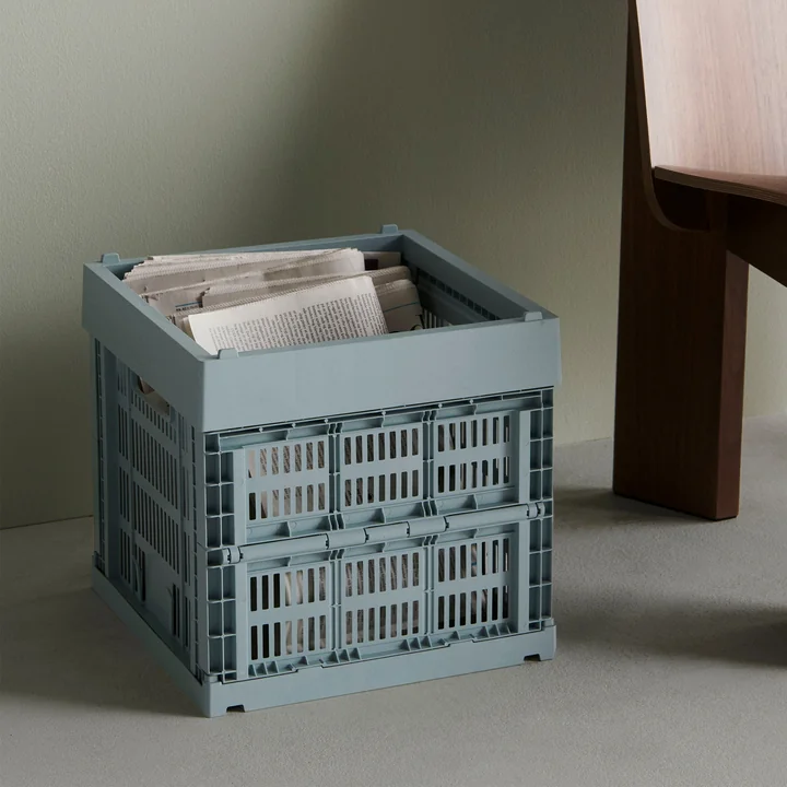 HAY - Colour Crate basket Cube, 29.5 x 29.5 cm, dusty blue, recycled