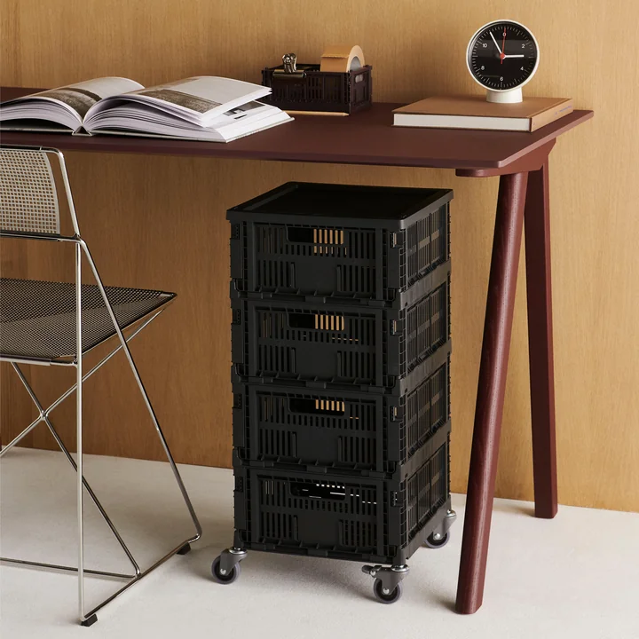 HAY - Colour Crate Square M basket, 29.5 x 29.5 cm, charcoal, recycled