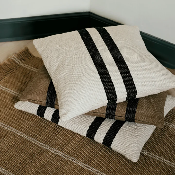 Broste Copenhagen - Sigrun Cushion cover, 50 x 50 cm, light beige / black