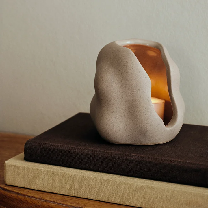 Broste Copenhagen - Hekla Candle holder, Ø 9.5 x H 10 cm, gray