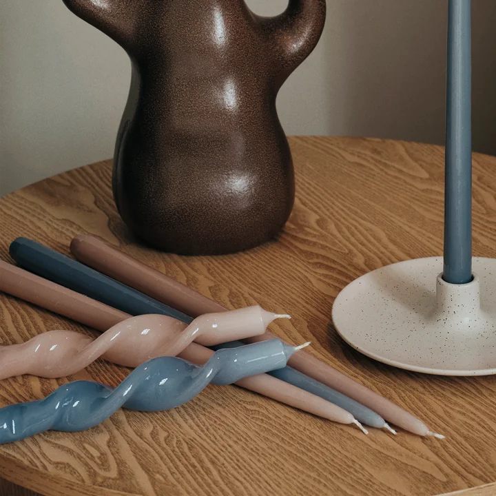 Broste Copenhagen - Smooth Candle, H 38 cm, dusty blue (set of 4)