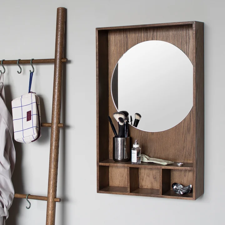 Mette Ditmer - SHOW-ME Mirror with shelf, small, dark oiled oak