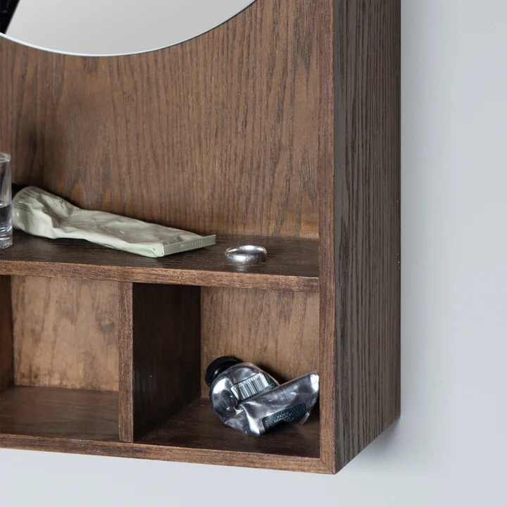 Mette Ditmer - SHOW-ME Mirror with shelf, small, dark oiled oak
